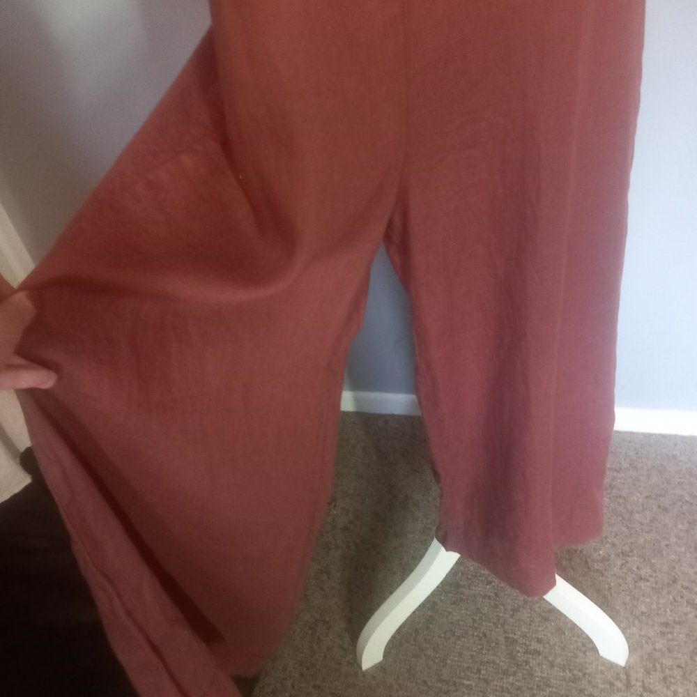 NWT: Rhythm Amalfi linen jumpsuit in dark, dusky pink, midi length, wide leg(12) - Picture 5 of 10